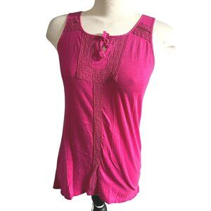 Sonoma Hot Pink Sleeveless Tie Front Blouse Sz Small Womens